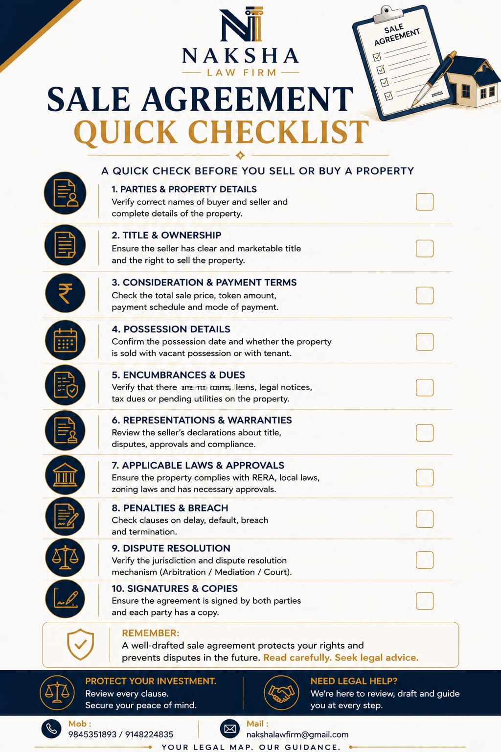 Sale Agreement Checklist